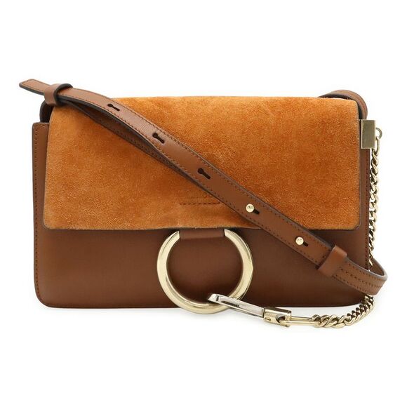 Chloe FAYE Leather Suede Shoulder Bag Brown - Picture 1 of 8